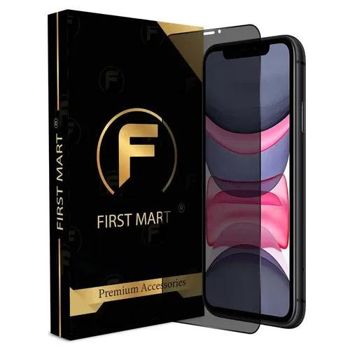 FIRST MART Edge to Edge Privacy Tempered Glass for iPhone 11 / iPhone XR Full Screen Coverage with Easy Installation Kit | Black Glossy