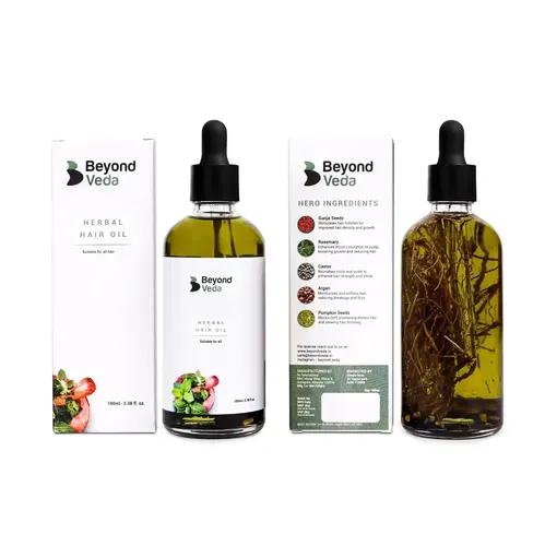 BEYOND VEDA Herbal Hair Oil For Hair Growth and Hair Fall Control | Suitable For both Men and Women | No Chemicals | Mineral Oil Free | Includes 30+ herbs | Suitable for all Hair Types - 100ml