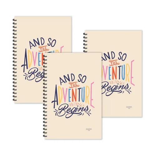 Adventure Motivational Begins Ruled Diaries - Pack Of 3