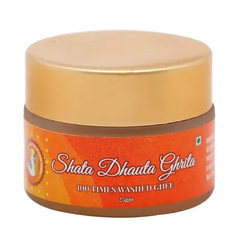 Gavyamart Shata Dhauta Ghrita - Natural Desi Ghee Skin Moisturizer - 100 Times Washed Ghee Cream for Face, 25Gm - For All Skin Types - Helps in Reduce Fine Lines & Dark Spots