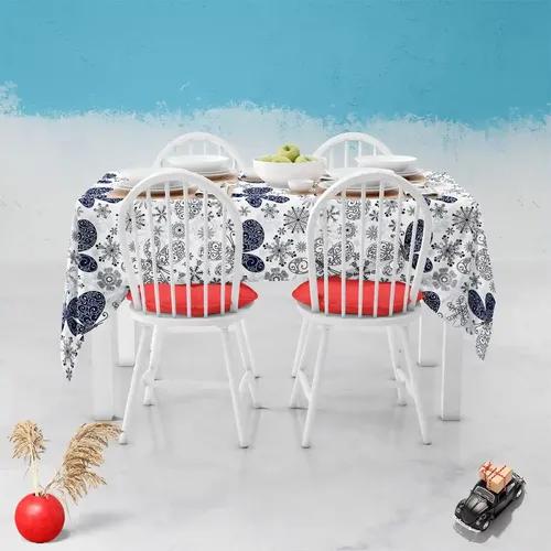 ArtzFolio Snowflakes & Butterflies | Table Cloth Cover for Dining & Center Table | Washable Waterproof Polyester Fabric | 4-Seater Table; 42 x 63 inch (107 x 160 cms)