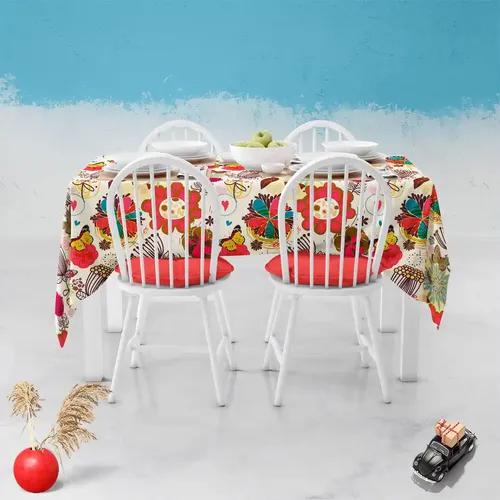 ArtzFolio Floral Pattern D1 | Table Cloth Cover for Dining & Center Table | Washable Waterproof Polyester Fabric | 4-Seater Table; 42 x 63 inch (107 x 160 cms)