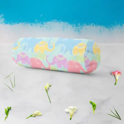 ArtzFolio Elephants D2 | Bolster Cover Booster Cases | Zipper Opening | Velvet Fabric | 16" Width x 6" Diameter; Set of 2 pcs