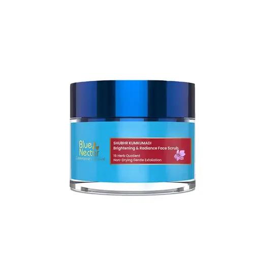 BLUE NECTAR Kumkumadi Oil Face Scrub For Glowing Skin, Ayurvedic Exfoliating Scrub For Tan Removal And Blackheads (16 Herbs, 10g)