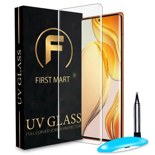 FIRST MART Tempered Glass for Tecno Phantom X2 Pro 5G with Edge to Edge Full Screen Coverage and Easy UV Glue Installation Kit, Pack of 1