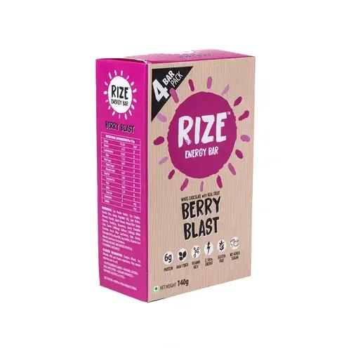 RIZE Energy Bar|As Seen on Shark Tank India| 6g Protein Bar Caffeinated Bars for Post Work Out Snack, High Protein Bar with Zero Added Sugar, Gluten Free Healthy Snack (Berry Blast-Pack of 4 Energy Bar)