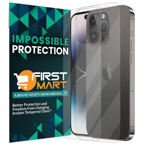 FIRST MART Front and Back Tempered Glass for iPhone 14 Pro Max (6.7 Inch) Impossible Fiber Case Friendly Screen Protection & Installation Kit | Front and Back Crystal Clear Guard