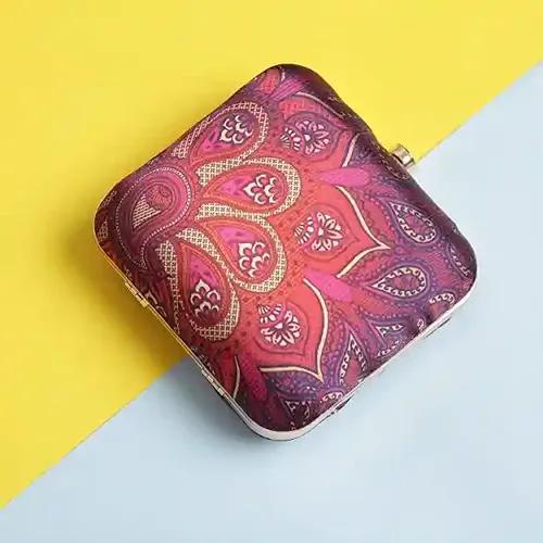 Floral Printed Designer Clutch For Women - Maroon