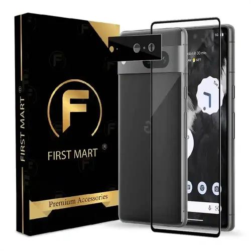 FIRST MART Tempered Glass and Camera Lens for Google Pixel 7 5G with Edge to Edge Screen Coverage and Easy Installation | Black