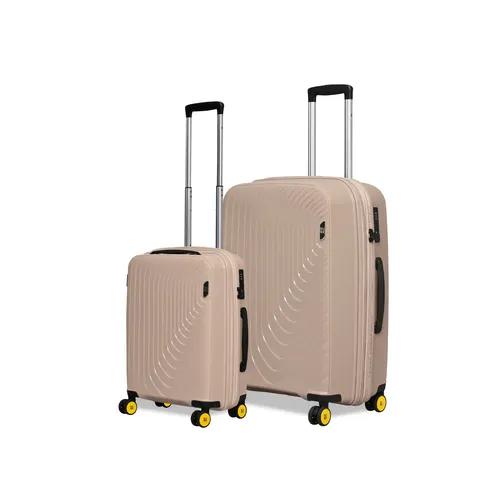 EUME Wanderer Cabin 55 Cm And Check-In Medium 65 Cm Luggage Trolley Bags For Travel |Polypropylene (Pp) 8 Silentrun Wheels Suitcase - Set Of 2 ( Champagne Gold)