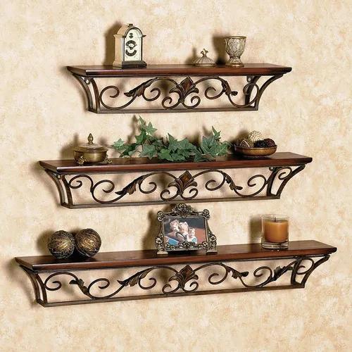 Pebblecrafts Iron Wall Shelves - Set Of 3